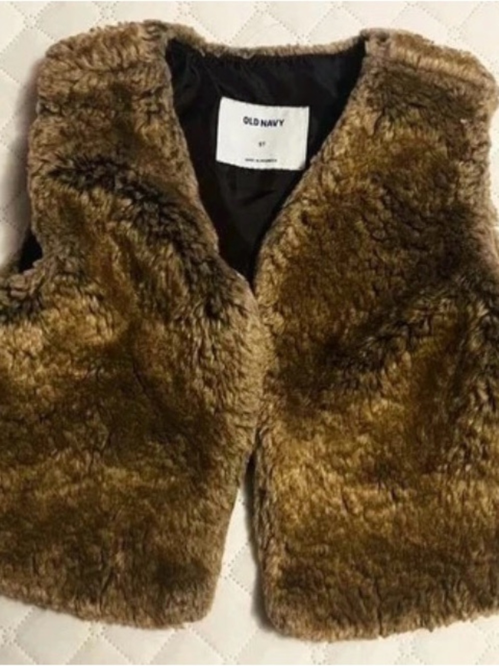 Old Navy Kids Faux Fur Vest - Olive Brown